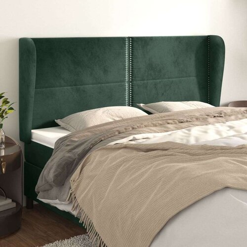  Vzglavje z u&amp;scaron;esi temno zeleno 183x23x118/128 cm žamet, (20935936) Slike