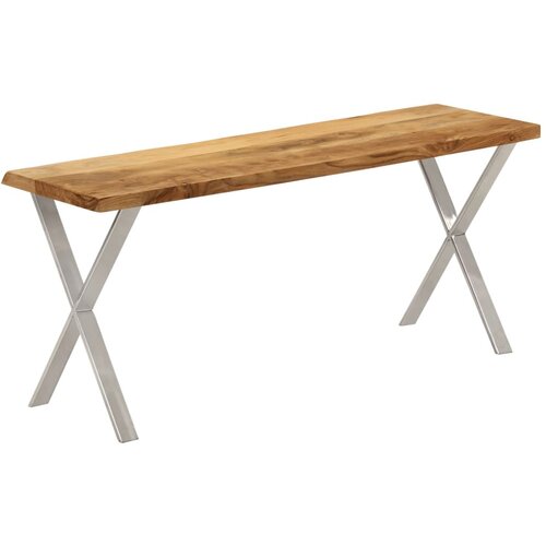  Klupa sa živim rubom 105 cm od masivnog bagremovog drva Slike