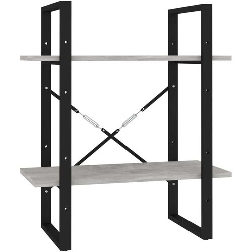  Knjižna omara 2-nadstropna betonsko siva 60x30x70 cm iverna pl., (20706037) Slike