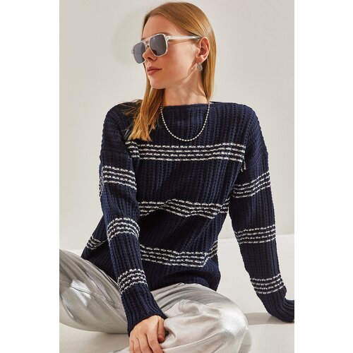 Bianco Lucci Women's Crew Neck Patterned Knitwear Sweater Slike