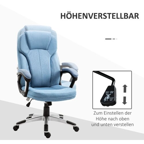  Uredska okretna stolica ergonomska podesiva svijetloplavi lan 66x75x110-120 cm Slike