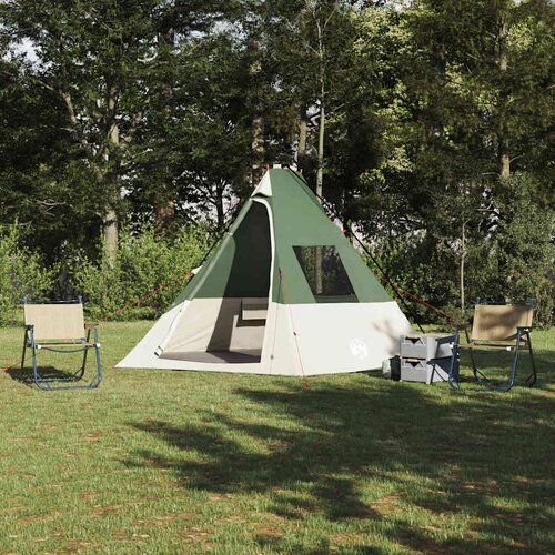 vidaXL Šotor s streho Drugo Zelena in črna 383 x 338 x 217 cm Poliester Cene