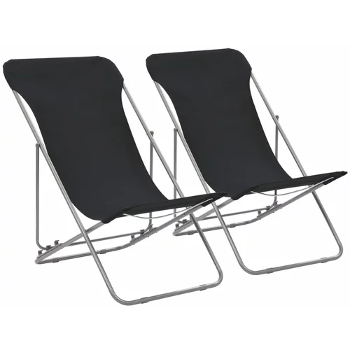 vidaXL zložljivi stoli za na plažo 2 kosa jeklo in oksford blago črni