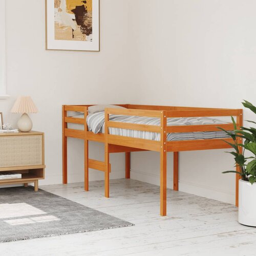  The Living Store Visoka postelja vo&amp;scaron;čeno rjava 80x200 cm trdna borovina - Visoka Postelja, (21449066) Slike