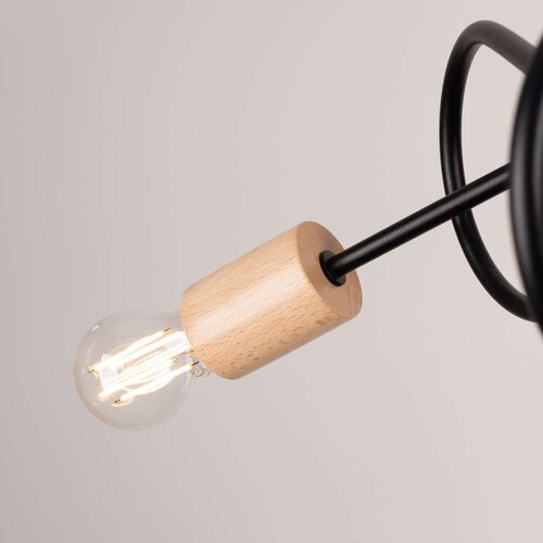  Sollux SL.1477 - Plafonski luster EMBER 3xE27/15W/230V crna/bež/bukva Slike