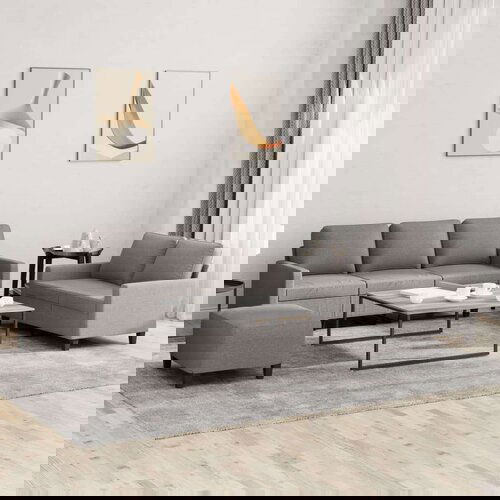  3-dijelni set sofa s jastucima smeđesivi od tkanine Slike