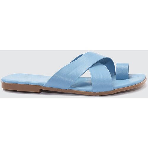 Trendyol Blue Cross-Band Women's Slippers Cene