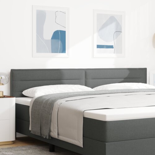 vidaXL LED vzglavje Zasnova Linij Temno sivo 100 cm Tkanina Cene