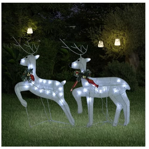  Božični severni jeleni 2 kosa beli 40 LED akril