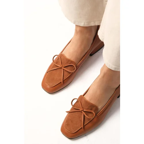 Mio Gusto Tilda Tan Color Flat Toe Short Heel Women's Shoes