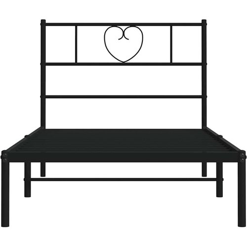  Metalni okvir za krevet s uzglavljem crni 100x190 cm Slike