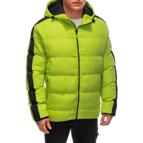 Edoti Men's quilted winter jacket - lime green