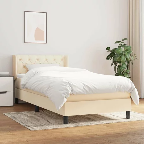  Box spring postelja z vzmetnico krem 80x200 cm blago, (20725676)