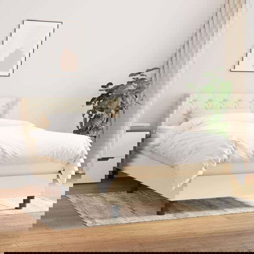  Okvir kreveta s oprugama i madrac krem 80x200 cm od tkanine Slike