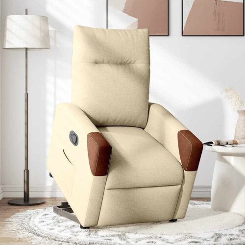 Maison Chic Naslanjač - Relax naslanjač s funkcijo vstajanja krem blago, (22061480) Cene