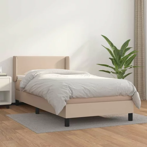  Box spring postelja z vzmetnico kapučino 100x200cm umetno usnje, (20727216)