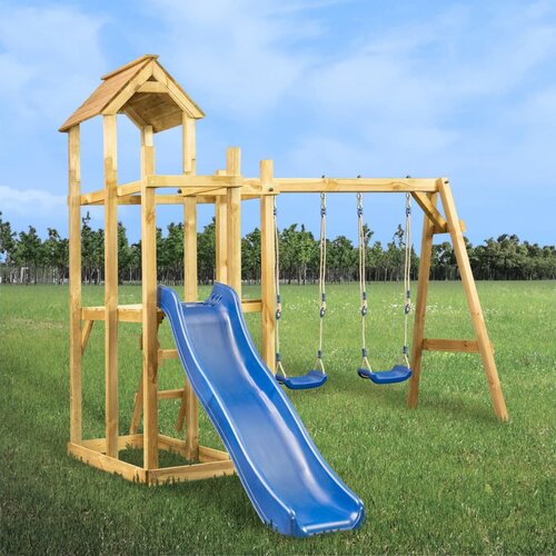 VidaXL Igralo s toboganom, gugalnico in lestvijo 285x305x226,5 cm Slike