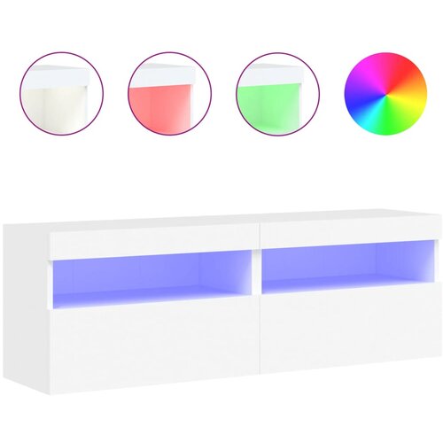  Zidni TV ormarići s LED svjetlima 2 kom bijeli 60x30x40 cm Slike