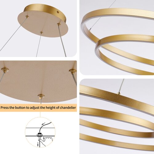  brilagi-led prigu&amp;scaron;iva viseća lampa na sajli twister LED/75W/230V, prečnik 70 cm, zlatna + daljinski upravljač Slike