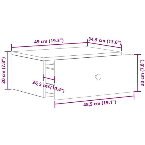  Noćni ormarić za montažu na zid s ladicama 2 pcs Hrast sonoma Slike