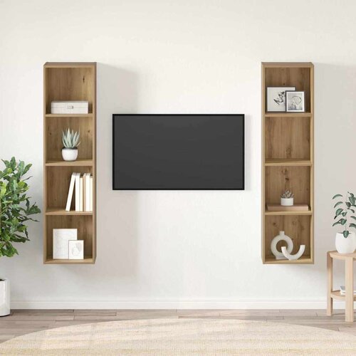  Set TV komoda 2 pcs Smeđa 37 x 37 x 142,5 cm Konstruirano drvo Cene