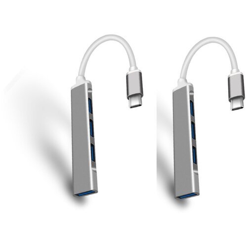 INF Komplet 2 kosov multiportnega USB-C razdelilnika &mdash; Type-C na 4x USB 3.0, aluminijeva zlitina + TPE, prenosni 4-portni USB 3.0 razdelilnik Siva, (5000282761) Cene