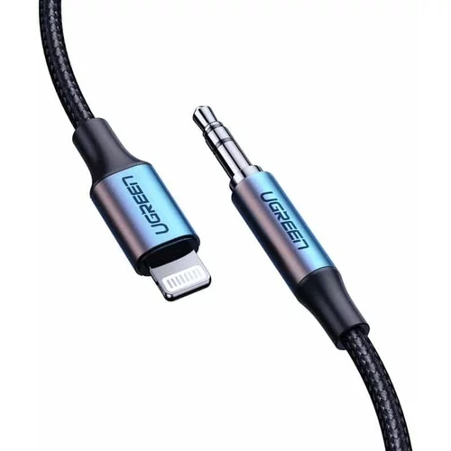 Ugreen - Audio kabel s aluminijskim omotačem (70509) - Lightning to Jack 3,5 mm, MFi certificiran, 1 m - crni