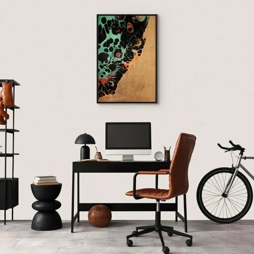  Slika - Composition of Micro Shapes (1-part) - Abstract Forms of Colors 60x90 U crnom drvenom okviru Slike