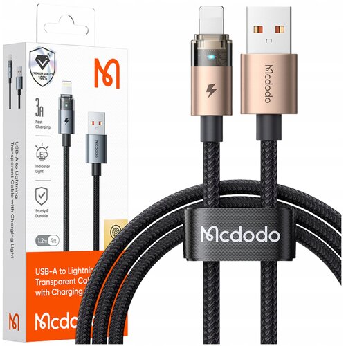 McDodo USB KABEL ZA HITRO POLNJENJE ZA IPHONE LIGHTNING PD 36W 1M LED ZLAT, (5000334636) Slike