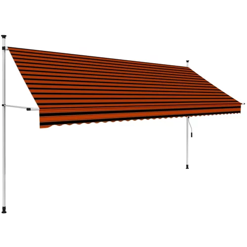 vidaXL Ročno zložljiva tenda 350 cm oranžna in rjava