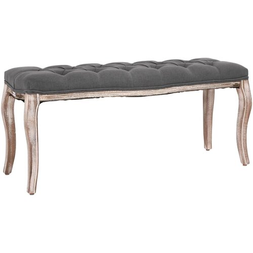  Klupa od tkanine i masivnog drva 110 x 38 x 48 cm tamnosiva Cene