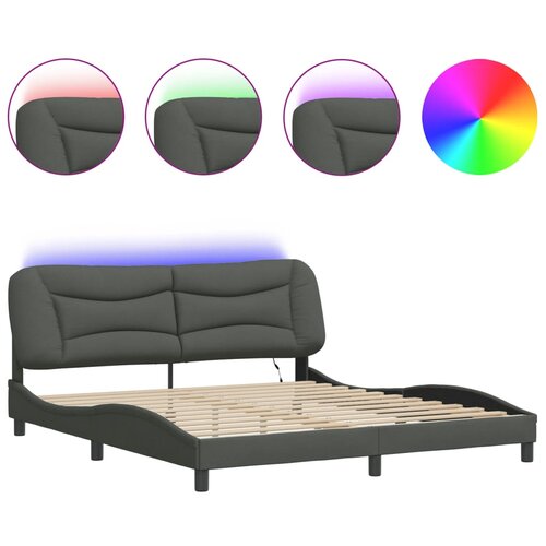 VidaXL Posteljni okvir z LED lučkami temno siv 180x200 cm blago, (21094858) Slike
