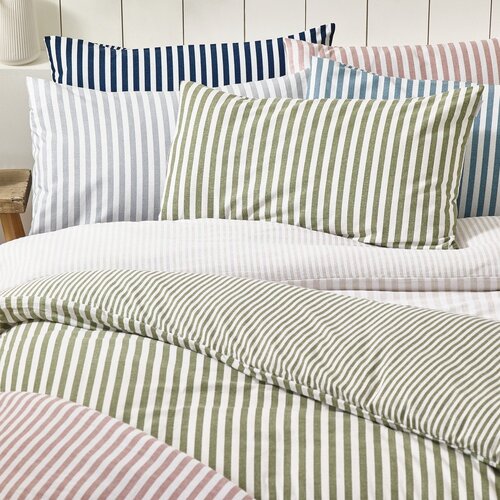 Catherine Lansfield Temno modra flanelna posteljnina za zakonsko posteljo 200x200 cm Stripe &amp;ndash; Slike