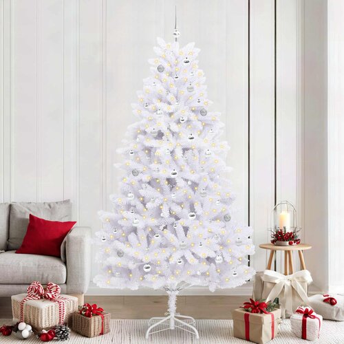  Umjetno božićno drvce s nogom Bijela 240 cm PVC i čelik Slike