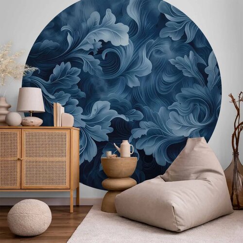  Okrugla fototapeta - Dense dark blue abstract ornaments 180x180 Cene