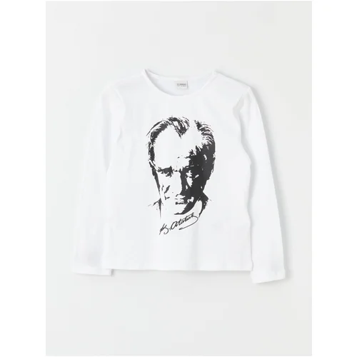 LC Waikiki Crew Neck Atatürk Print Long Sleeve Girls' T-Shirt.