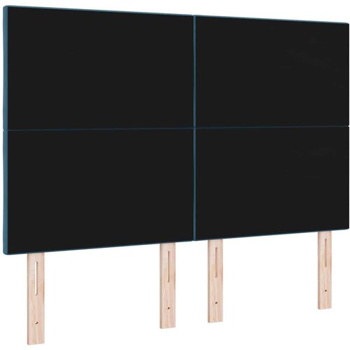  LED glava kreveta Tamno plava 160 cm Lažna koža - Tamno plava 160 cm Visoki uzglavlje Slike