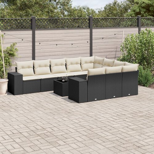  11-dijelni set vrtnih sofa od poliratana s jastucima crni Cijene