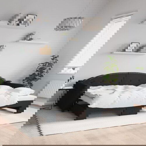 VidaXL Dnevni krevet na razvlačenje crni 90 x 190 cm od tkanine Slike