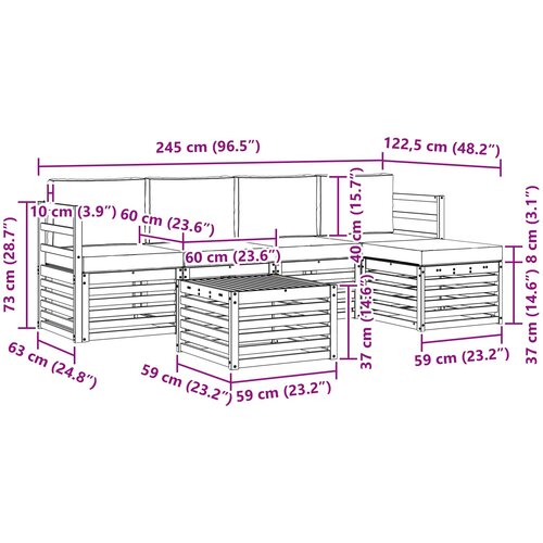  Set vanjskih sofa 6 kom. Prirodna i krem Bijela 59 x 59 x 37 cm Slike
