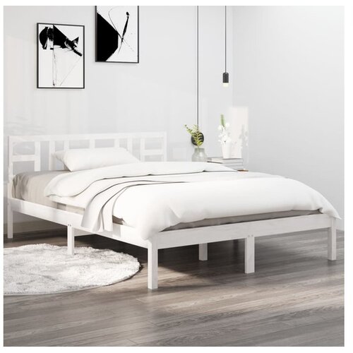  Okvir za krevet od masivnog drva bijeli 150 x 200 cm 5FT King Cene