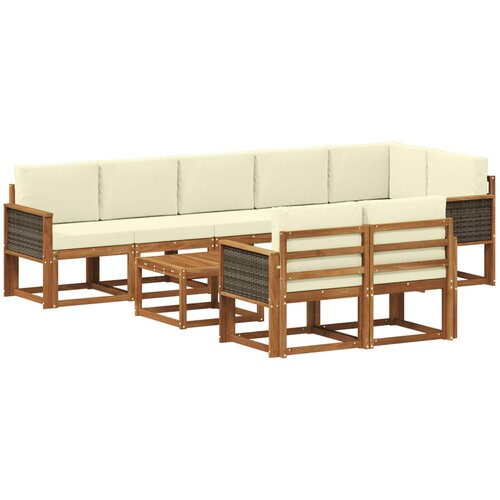vidaXL Zunanja garnitura za sedenje 9 pcs Naravna in smetana Poliester, (5000280159) Cene