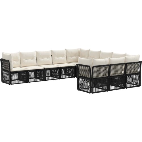 vidaXL Vrtna sedežna garnitura 11 pcs Črna poli ratan, (5000269899) Cene