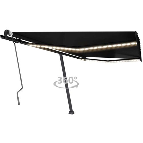  Tenda na ručno uvlačenje s LED svjetlima 450 x 300 cm antracit Cijene
