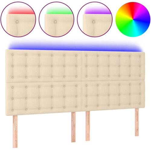 vidaXL LED posteljno vzglavje krem 180x5x118/128 cm blago, (20951851) Cene