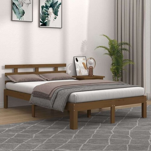  Posteljni okvir medeno rjav iz trdnega lesa 200x200 cm, (20647300) Slike