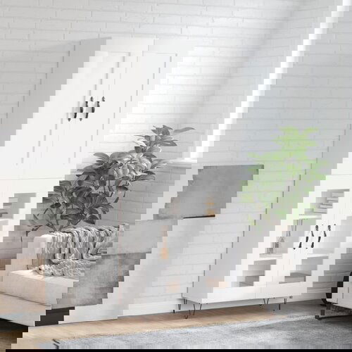 vidaXL Visoka omara bela 69,5x34x180 cm inženirski les Cene