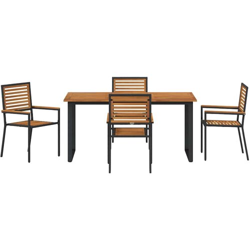  Vrtni set za objed 5 kom. Crna Čvrsto drvo akacije 160 x 80 x 75 cm Slike
