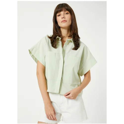 Koton Standard Shirt Collar Plain Khaki Women's Shirt 3sak60018pw