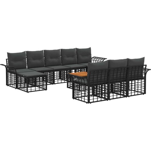  Set vanjskih sofa 11 pcs Crna i tamno siva Poliester - Crna i tamno siva sa stolom Cene
